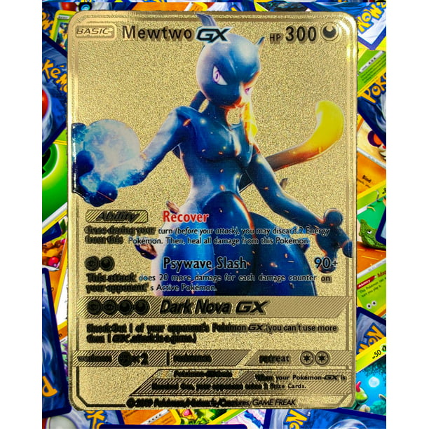 Carte Pokemon Mewtwo GX EX Gold Fan Made Custom Metal Card RARE